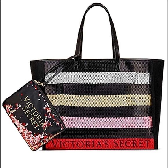 COPY - Victoria's Secret Sequin Striped Carryall … - Picture 3 of 5